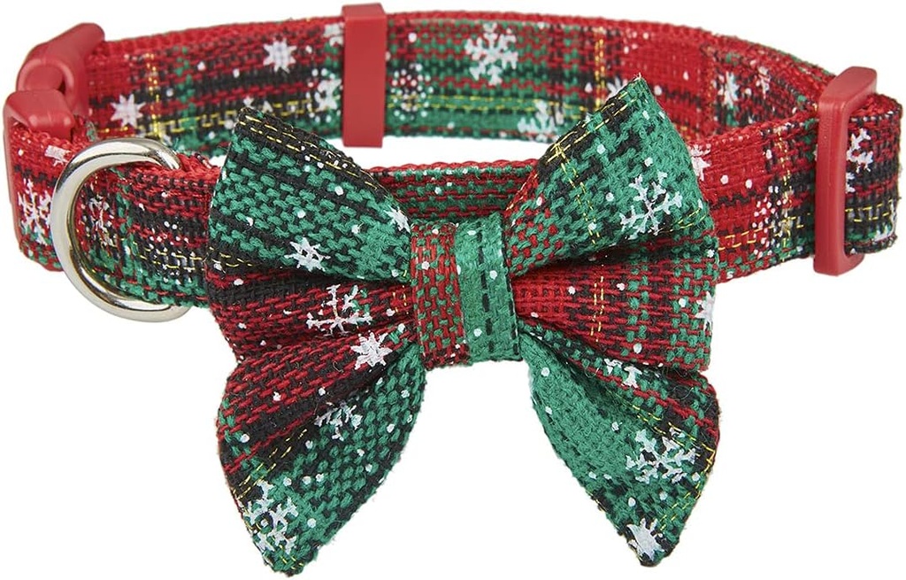 Auction Lot - 10 x Brand New Petiry Plaid Christmas Dog Collar Medium,Snowflake Tartan Dog Bowtie Collar For Dogs