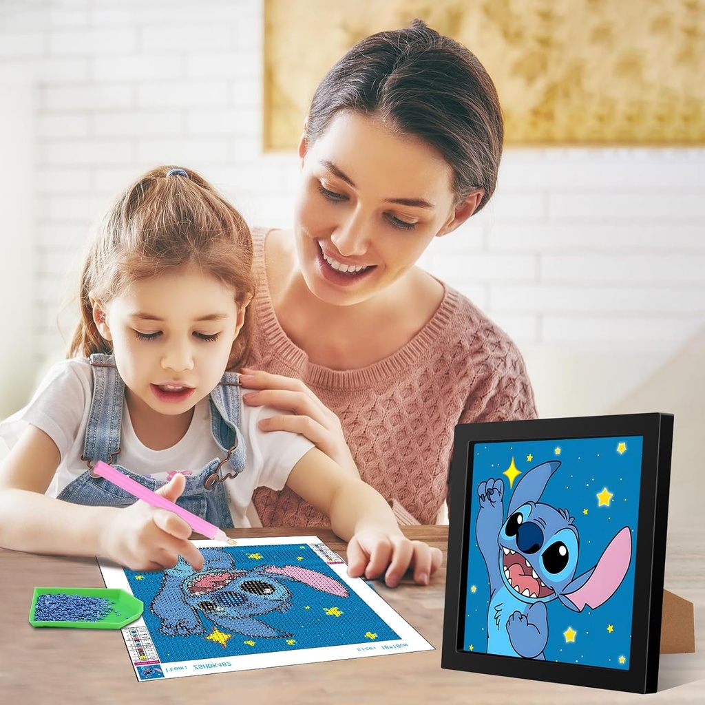 EOBROMD Stitch Diamond Painting Kit, Encouragement Art Crafts Kits with Frame