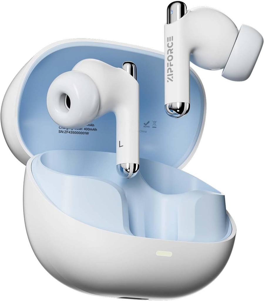 ZIPFORCE True Wireless Earbuds, Fully In-Ear Bluetooth 5.3 Headphones 4-Mics ANC ENC Clear