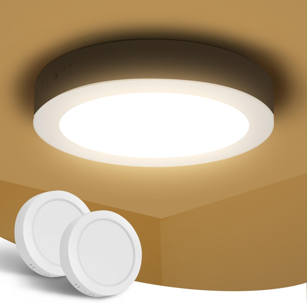 Aigostar 12W LED Ceiling Lights 2 Pack, 1300LM Kitchen Lighting Ceiling, Round Kitchen Light