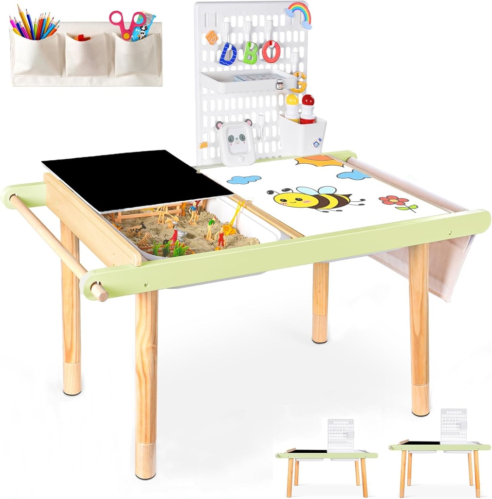 LOL-FUN Childrens Tables, Multifunctional Sensory Table with Storage Bins and Pegboard Kit